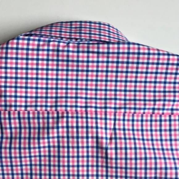 ETON Slim, pinkish red & blue checkered dressy cotton shirt Sz 17.5 /44 - Picture 3 of 10